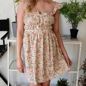 NWT Floral Ruffle Shoulder Babydoll Mini Dress